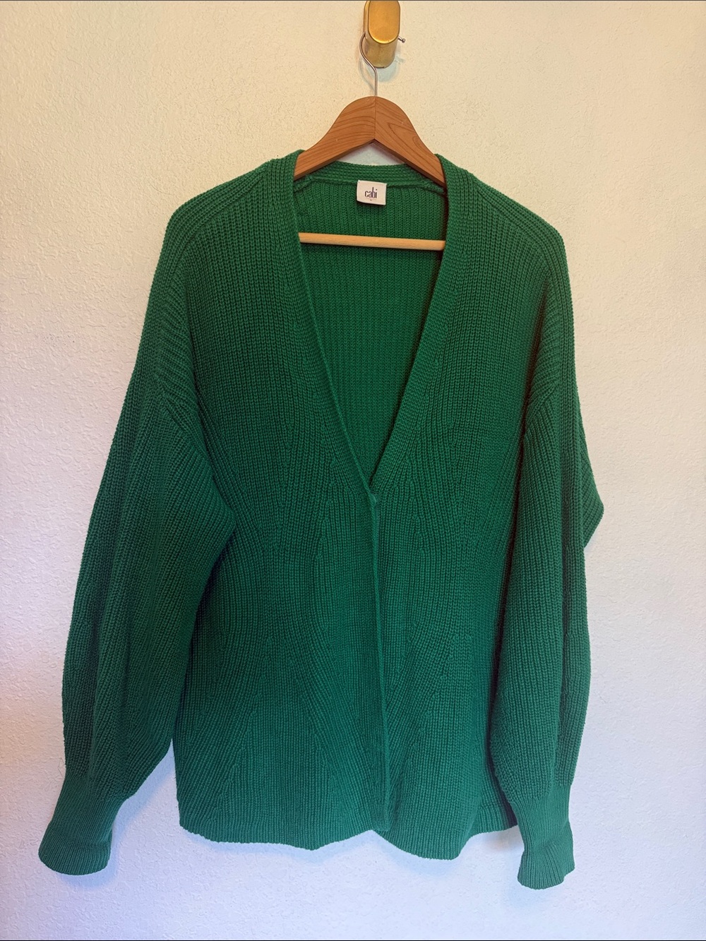 Perfect Cabi lucky chunky knit cotton Kelly green Cardigan large